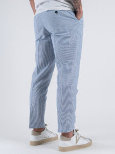 BERNA Abito in misto lino a righe sottili con Giacca 2 bottoni + Pantalone chinos 251115 Azzurro (8)