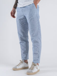 BERNA Abito in misto lino a righe sottili con Giacca 2 bottoni + Pantalone chinos 251115 Azzurro (9)