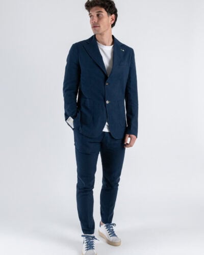 BERNA Abito in misto lino con Giacca 2 bottoni Pantalaccio 251146 Blu 2 1 Nuovi Arrivi