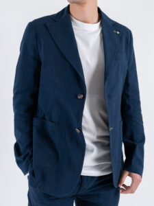 BERNA Abito in misto lino con Giacca 2 bottoni + Pantalaccio 251146 Blu (7)