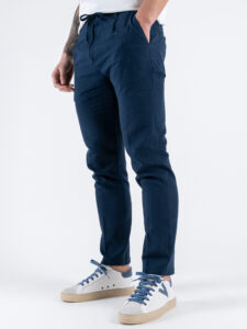 BERNA Abito in misto lino con Giacca 2 bottoni + Pantalaccio 251146 Blu (8)