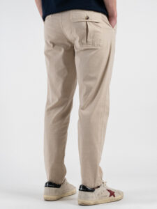 BERNA Pantalone in misto lino morbido con pinces 251108 Beige (1)