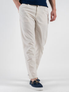 BERNA Pantalone in misto lino morbido con pinces 251108 Latte (3)