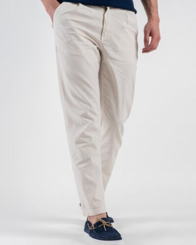 BERNA Pantalone in misto lino morbido con pinces 251108 Latte 3 Nuovi Arrivi
