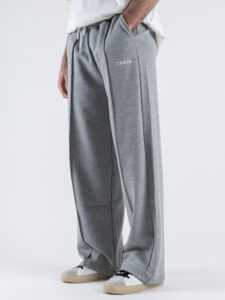 BERNA Pantalone tuta leggero a palazzo 251382 Grigio Melange (2)