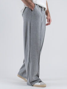 BERNA Pantalone tuta leggero a palazzo 251382 Grigio Melange (3)