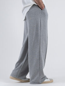 BERNA Pantalone tuta leggero a palazzo 251382 Grigio Melange (4)