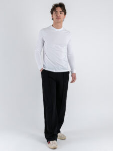 BERNA Pantalone tuta leggero a palazzo 251382 Nero (1)