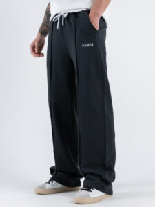 BERNA Pantalone tuta leggero a palazzo 251382 Piombo (2)
