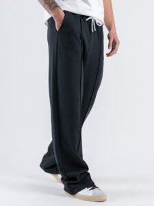 BERNA Pantalone tuta leggero a palazzo 251382 Piombo (3)