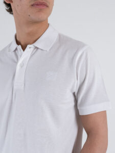 BERNA Polo in piquet a mezza manica con logo ricamato 251339 Bianca (4)