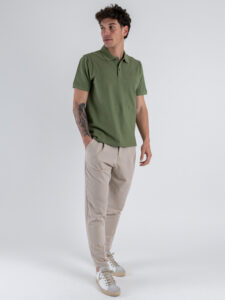 BERNA Polo in piquet a mezza manica con logo ricamato 251339 Cactus (2)