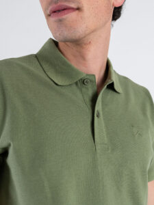 BERNA Polo in piquet a mezza manica con logo ricamato 251339 Cactus (4)