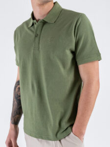 BERNA Polo in piquet a mezza manica con logo ricamato 251339 Cactus (5)
