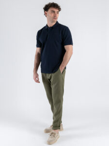 BERNA Polo in piquet a mezza manica con logo ricamato 251339 Navy (2)