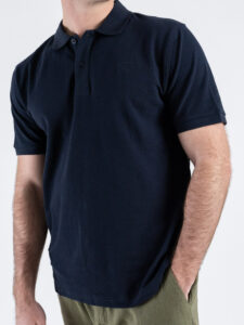 BERNA Polo in piquet a mezza manica con logo ricamato 251339 Navy (3)