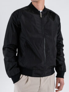 Bomber in tessuto tecnico con inserti in maglia L999 Nero (1)