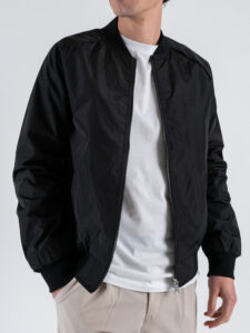 Bomber in tessuto tecnico con inserti in maglia L999 Nero (3)