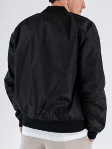 Bomber in tessuto tecnico con inserti in maglia L999 Nero (6)