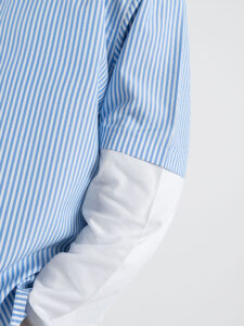 Camicia a righe con manica a contrasto bianca 7772 Azzurra (5)