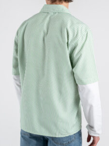 Camicia a righe con manica a contrasto bianca 7772 Verde (1)