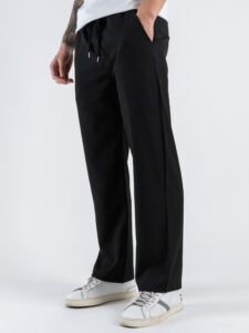 Coordinato con camicia con doppia manica a taglio vivo + pantalone con coulisse CS2484 Nero (3)