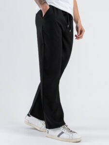 Coordinato con camicia con doppia manica a taglio vivo + pantalone con coulisse CS2484 Nero (4)