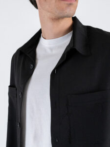 Coordinato con camicia con doppia manica a taglio vivo + pantalone con coulisse CS2484 Nero (9)