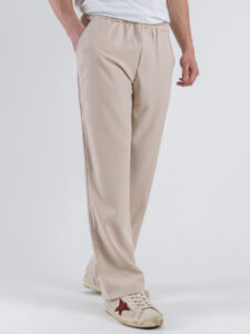 Coordinato con camicia con doppia manica a taglio vivo+pantalone con coulisse CS2484 Beige (1)