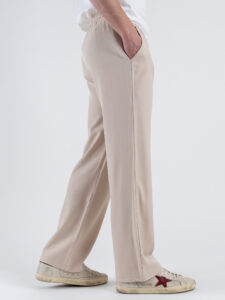 Coordinato con camicia con doppia manica a taglio vivo+pantalone con coulisse CS2484 Beige (2)