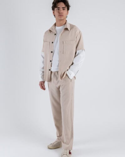 Coordinato con camicia con doppia manica a taglio vivopantalone con coulisse CS2484 Beige 4 Nuovi Arrivi