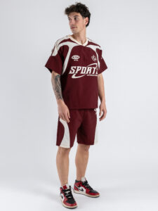 Coordinato corto con t-shirt over stampa + bermuda con coulisse XT2046 Bordo (2)