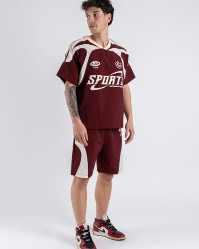 Coordinato corto con t shirt over stampa bermuda con coulisse XT2046 Bordo 2 Nuovi Arrivi
