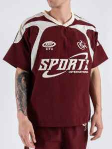 Coordinato corto con t-shirt over stampa + bermuda con coulisse XT2046 Bordo (3)