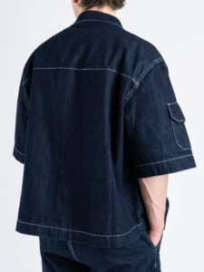 Coordinato in denim con Camicia MM + Bermuda over DA013 Blu (5)