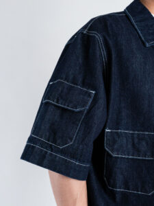 Coordinato in denim con Camicia MM + Bermuda over DA013 Blu (6)