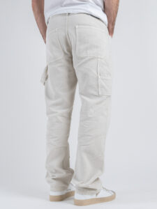 Coordinato in denim con Giacchetta croppata + Pantalone work M5197 Beige (3)