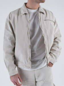 Coordinato in denim con Giacchetta croppata + Pantalone work M5197 Beige (5)