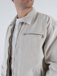 Coordinato in denim con Giacchetta croppata + Pantalone work M5197 Beige (8)
