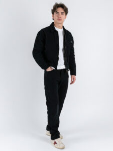 Coordinato in denim con Giacchetta croppata + Pantalone work M5197 Nero (2)