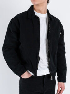 Coordinato in denim con Giacchetta croppata + Pantalone work M5197 Nero (3)