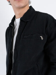 Coordinato in denim con Giacchetta croppata + Pantalone work M5197 Nero (5)