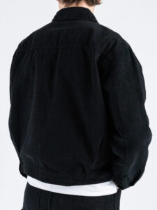 Coordinato in denim con Giacchetta croppata + Pantalone work M5197 Nero (6)