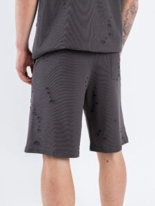 Coordinato strappato con T-shirt + Bermuda PU1071 Asfalto (1)