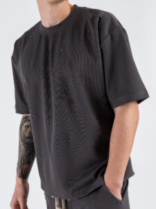 Coordinato strappato con T-shirt + Bermuda PU1071 Asfalto (4)