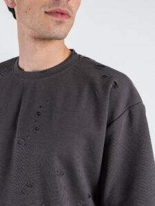 Coordinato strappato con T-shirt + Bermuda PU1071 Asfalto (5)