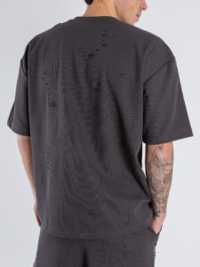 Coordinato strappato con T-shirt + Bermuda PU1071 Asfalto (6)