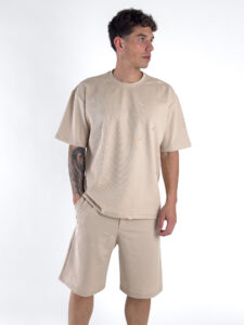 Coordinato strappato con T-shirt + Bermuda PU1071 Beige (2)