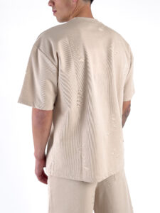Coordinato strappato con T-shirt + Bermuda PU1071 Beige (6)