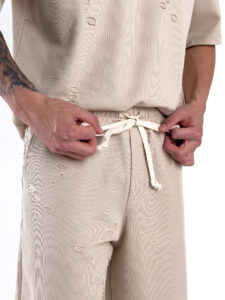 Coordinato strappato con T-shirt + Bermuda PU1071 Beige (7)